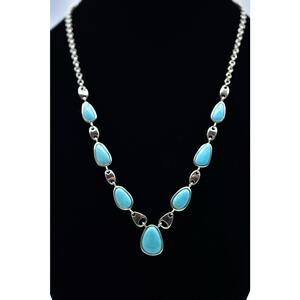 WHITNEY KELLY Necklace WK 925 China Sterling Silver Turquoise Collar Signed Bin3